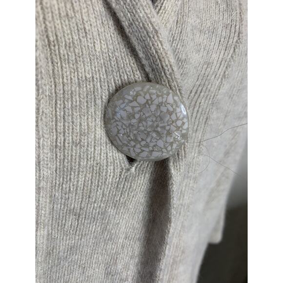 Tweeds Cardigan Womens Medium Beige Soft Wool Angora Rabbit 3/4 Sleeves Sweater - Picture 6 of 16